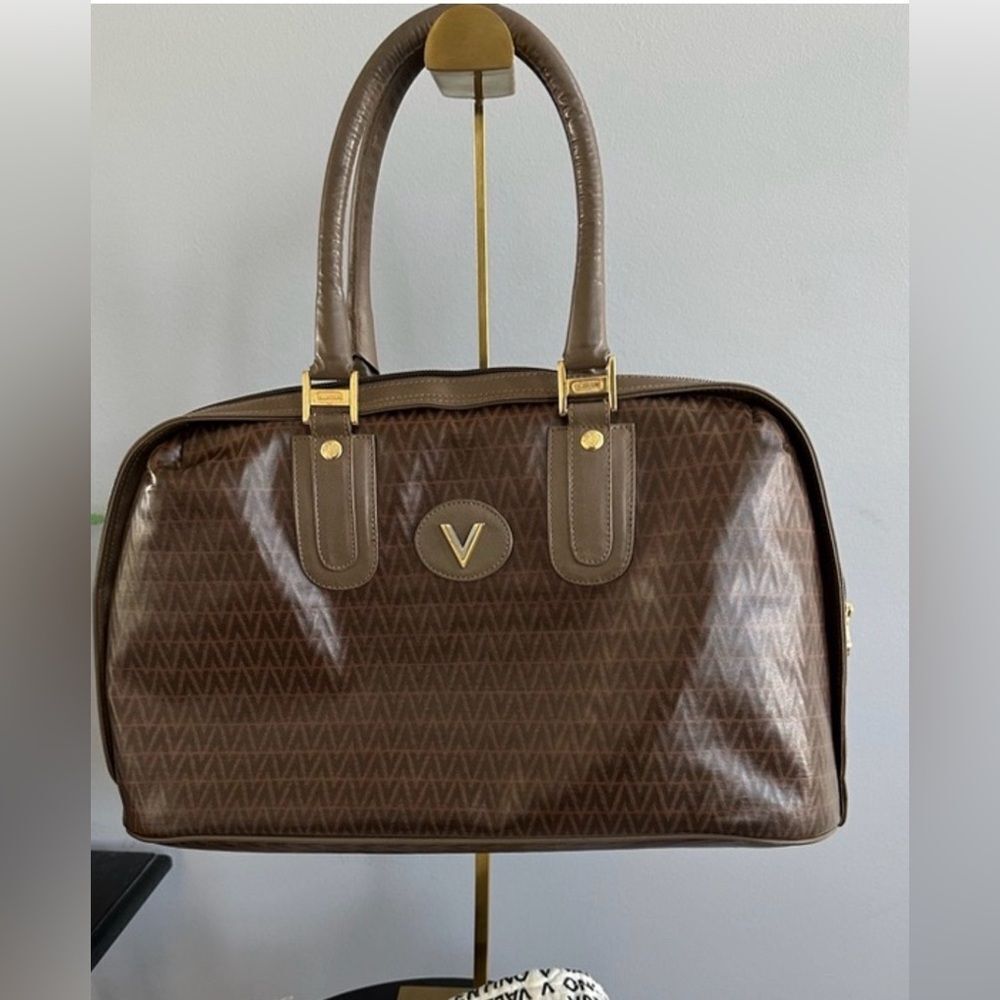 Mario Valentino Brown Leather Boston  Handbag